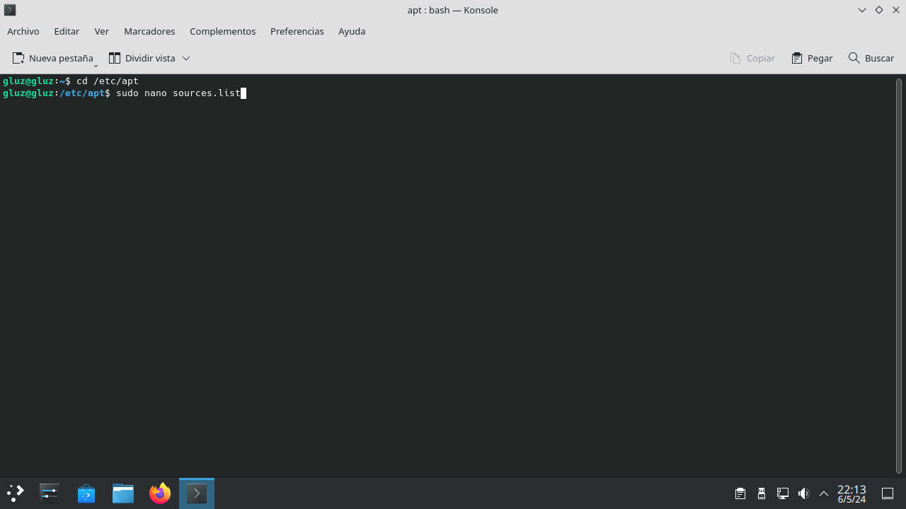 Paso 1 modo terminal en Debian 12