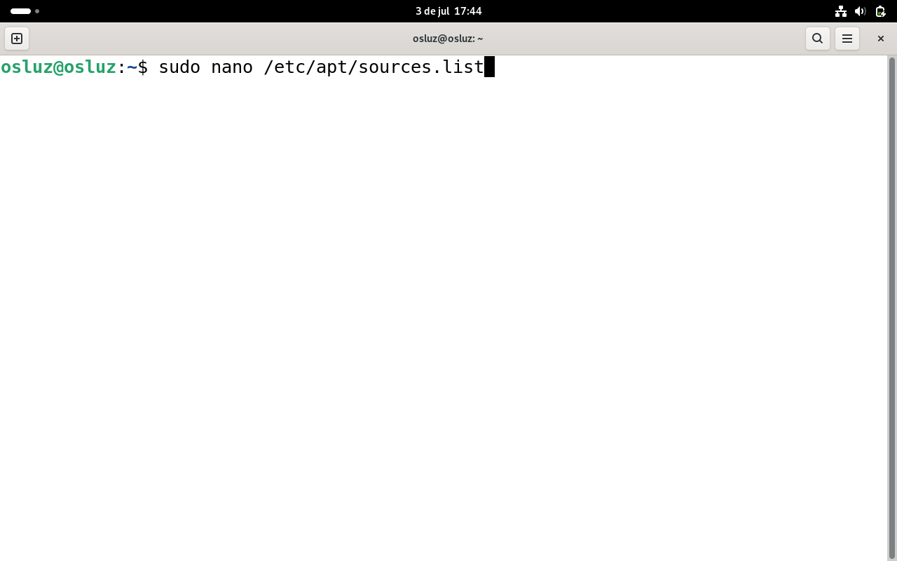 Paso 2 editar sources.list en Debian 13