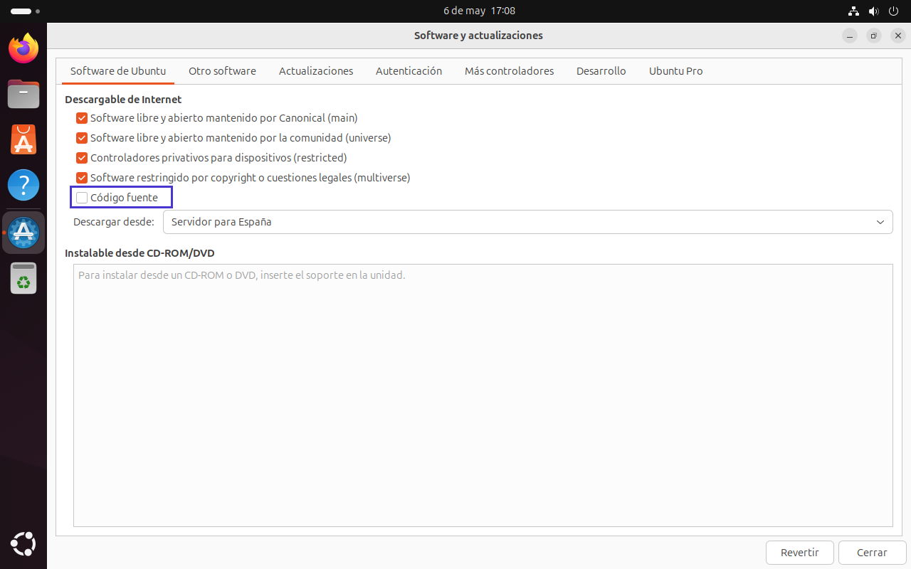 Paso 3 modo gráfico en Ubuntu 24.04