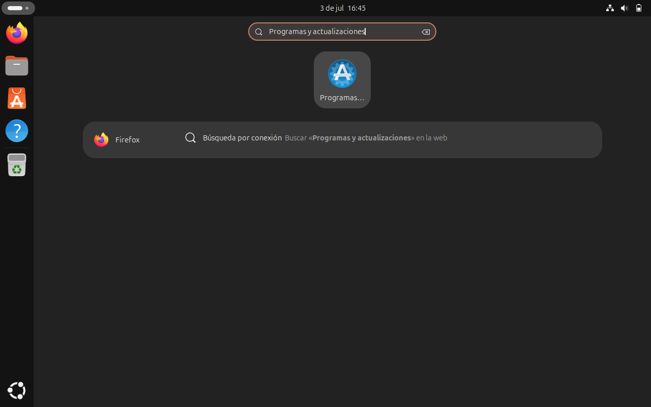 Buscar Programas y actualizaciones en Ubuntu